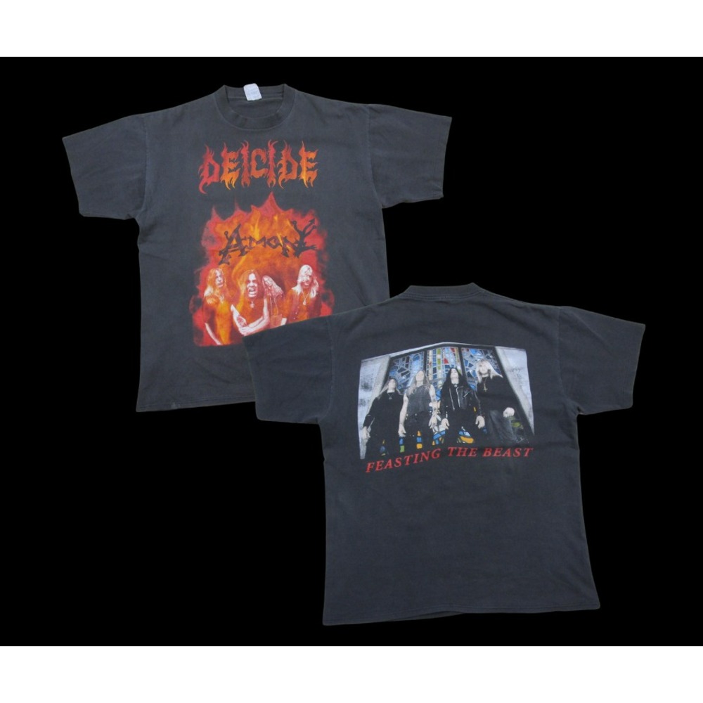 Vintage Deicide Band T Shirt (XL) Amon "Feasting the Beast" Blue Grape Fire Logo